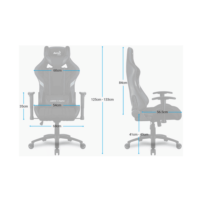Игровое кресло AEROCOOL AERO 1 ALPHA BLACK 2D Armrest 65mm wheels PVC Leather