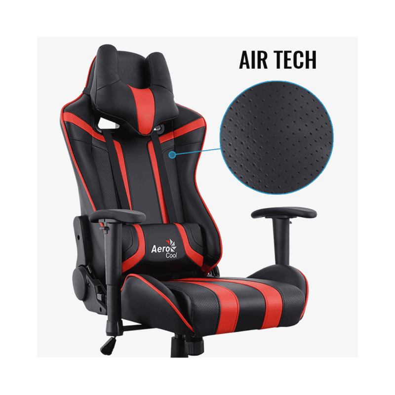Игровое кресло AEROCOOL AC120 AIR BLACK&RED 2D Armrest 65mm wheels PVC Leather