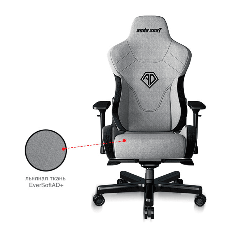 Игровое кресло Gaming Chair AD12XLLA-01-GB AndaSeat T-Pro II Premium GRAY&BLACK 4D Armrest 65mm wheels Fabric