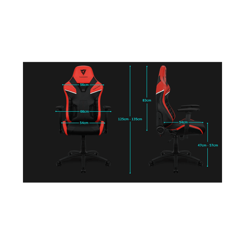 Игровое кресло ThunderX3 TC5 EMBER RED 3D Armrest 65mm wheels PVC Leather