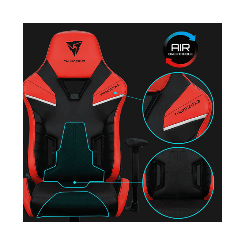 Игровое кресло ThunderX3 TC5 EMBER RED 3D Armrest 65mm wheels PVC Leather